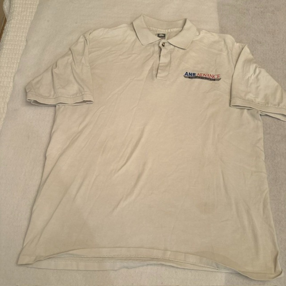 Cotton Deluxe Polo Shirt Mens Beige Off White XL ANR Advance Short Sleeve Cotton